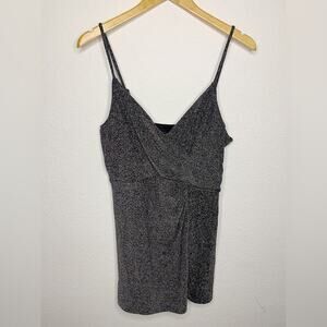 NWT Express Metallic Glitter Adjustable Strap Mini Dress Sz Large Petite $79.90